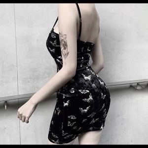 Midnight Blue Velvet Butterfly Dress